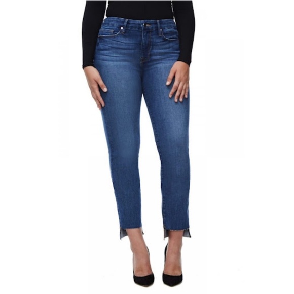 Good American Denim - Good American Step Hem Straight Leg Jeans Dark Wash Size 4/27